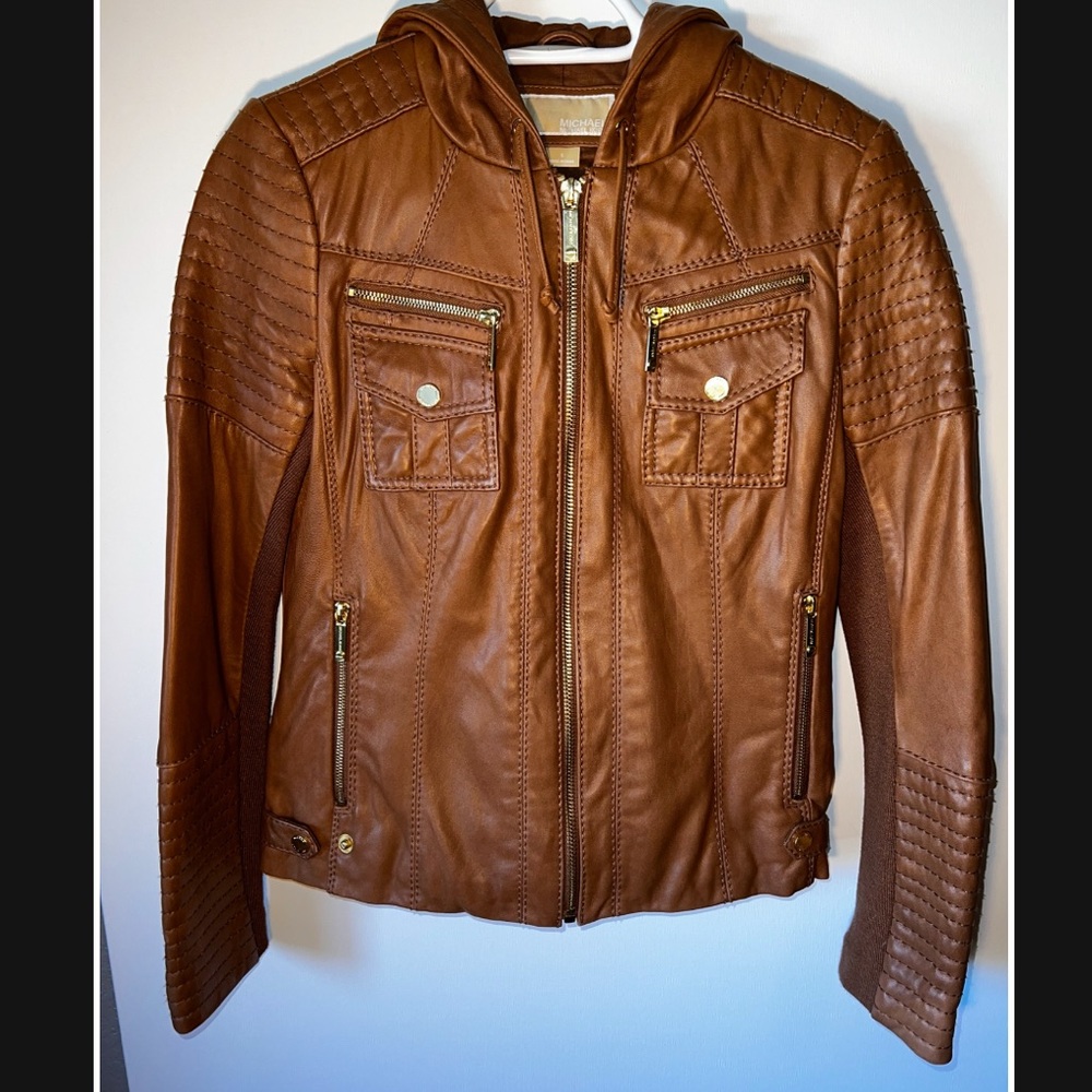 Michael Kors Camel Leather Jacket